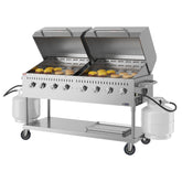 60 in. 8-Burner Commercial Outdoor Propane Gas Grill with 2 Roll Dome Covers in Stainless-Steel, ETL Listed (CGKIT6-D30D30)